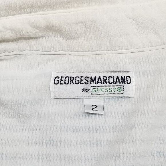 VTG GUESS Georges Marciano button Front Shirt Mens Medium Blue White stripes - Picture 3 of 12